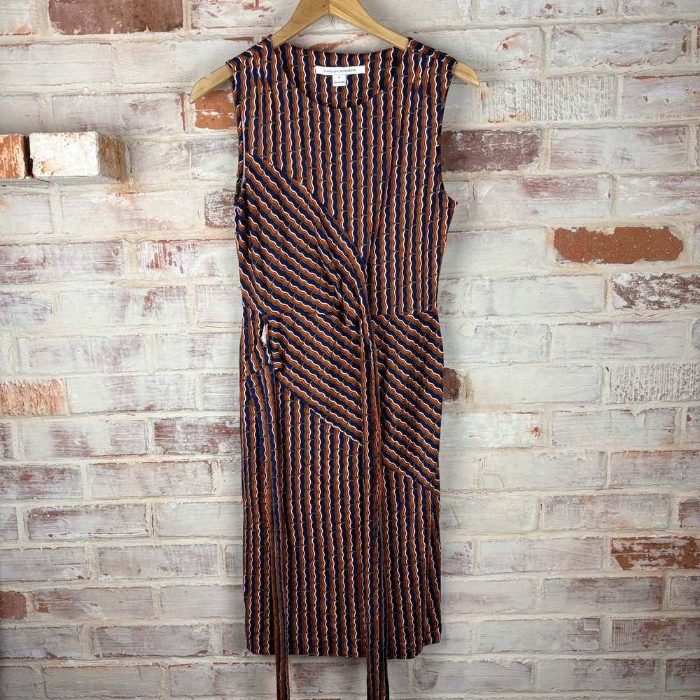 DVF Diane von Furstenberg Ashlie Silk Jersey Wrap Dress Size 6 Geometric Print